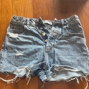 Zara Light Blue Distressed Denim Shorts